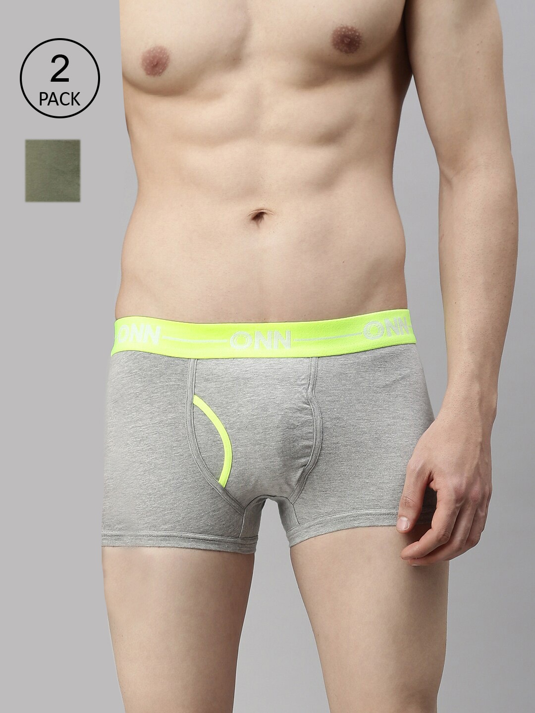 

ONN Men Pack of 2 Grey & Olive Basic Trunk