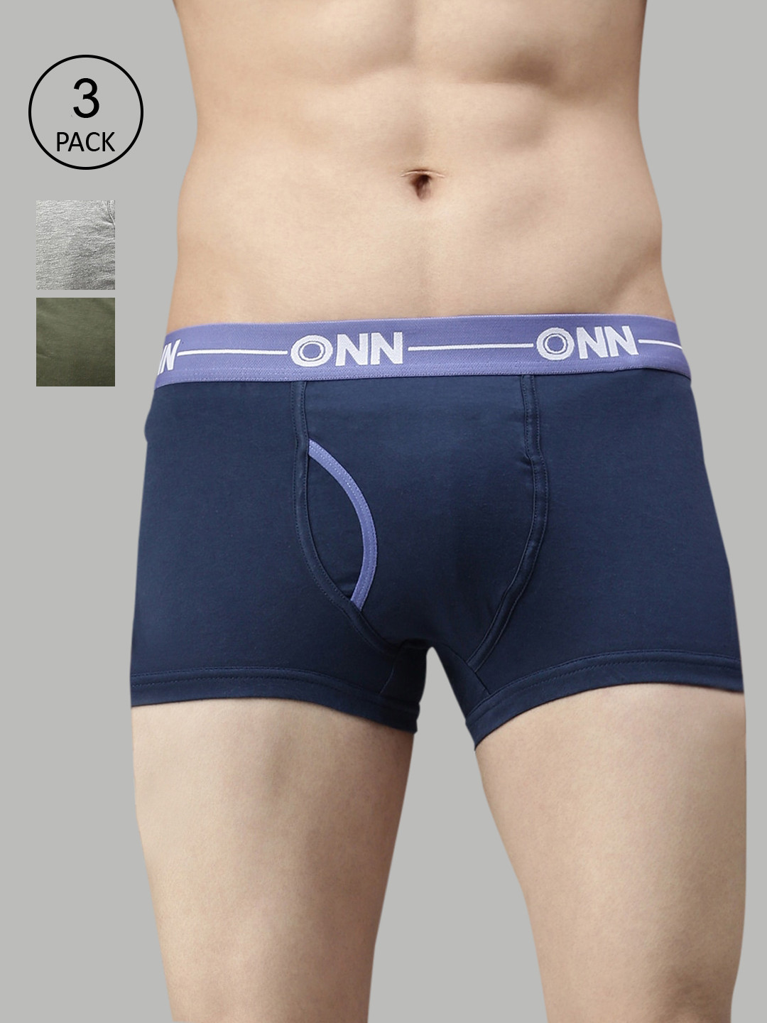 

ONN Men Pack Of 3 Solid Short Trunks ONN_264_AF, Blue