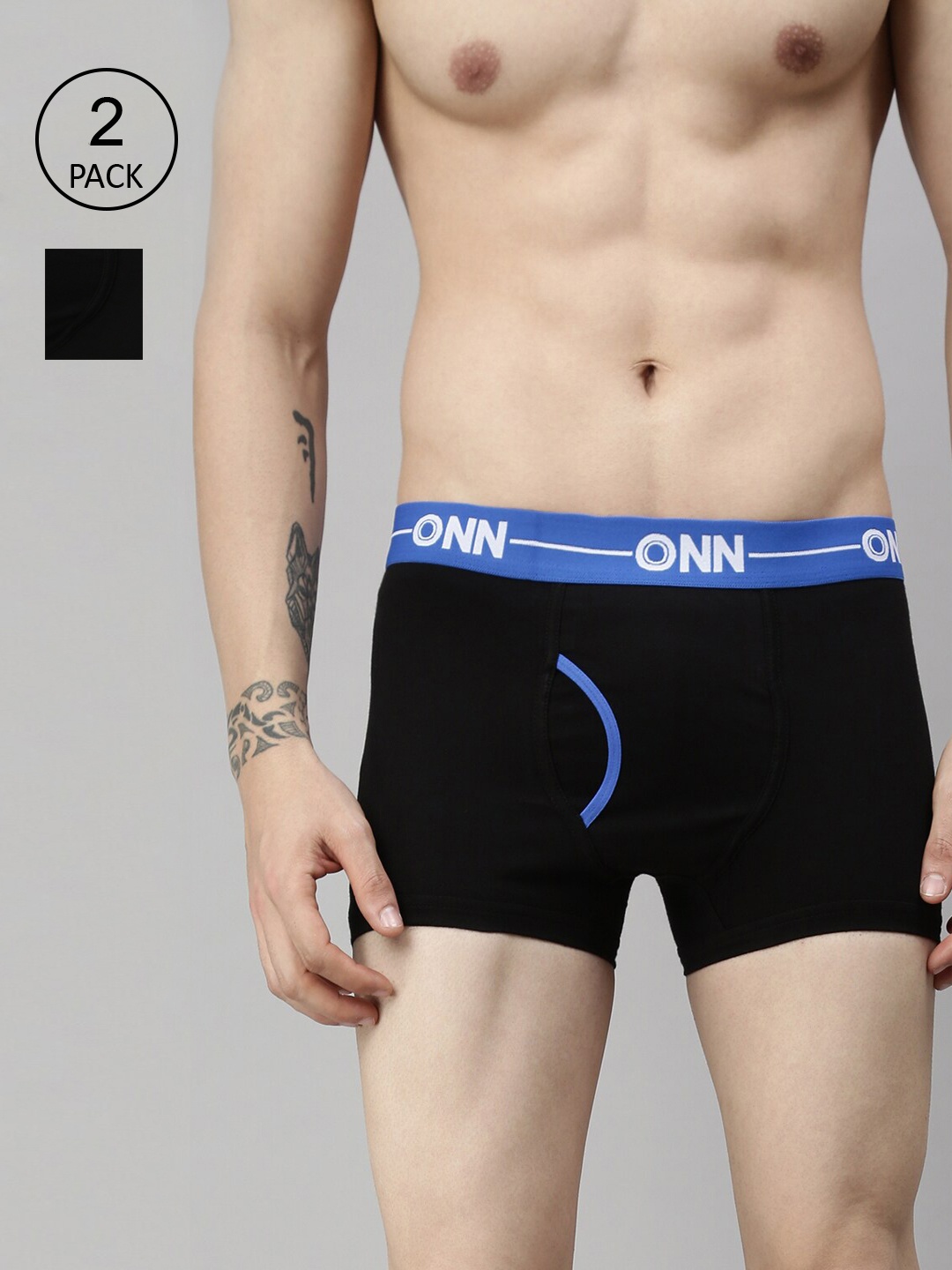 

ONN Men Pack of 2 Black Solid Trunks ONN_264_BLK_2PC