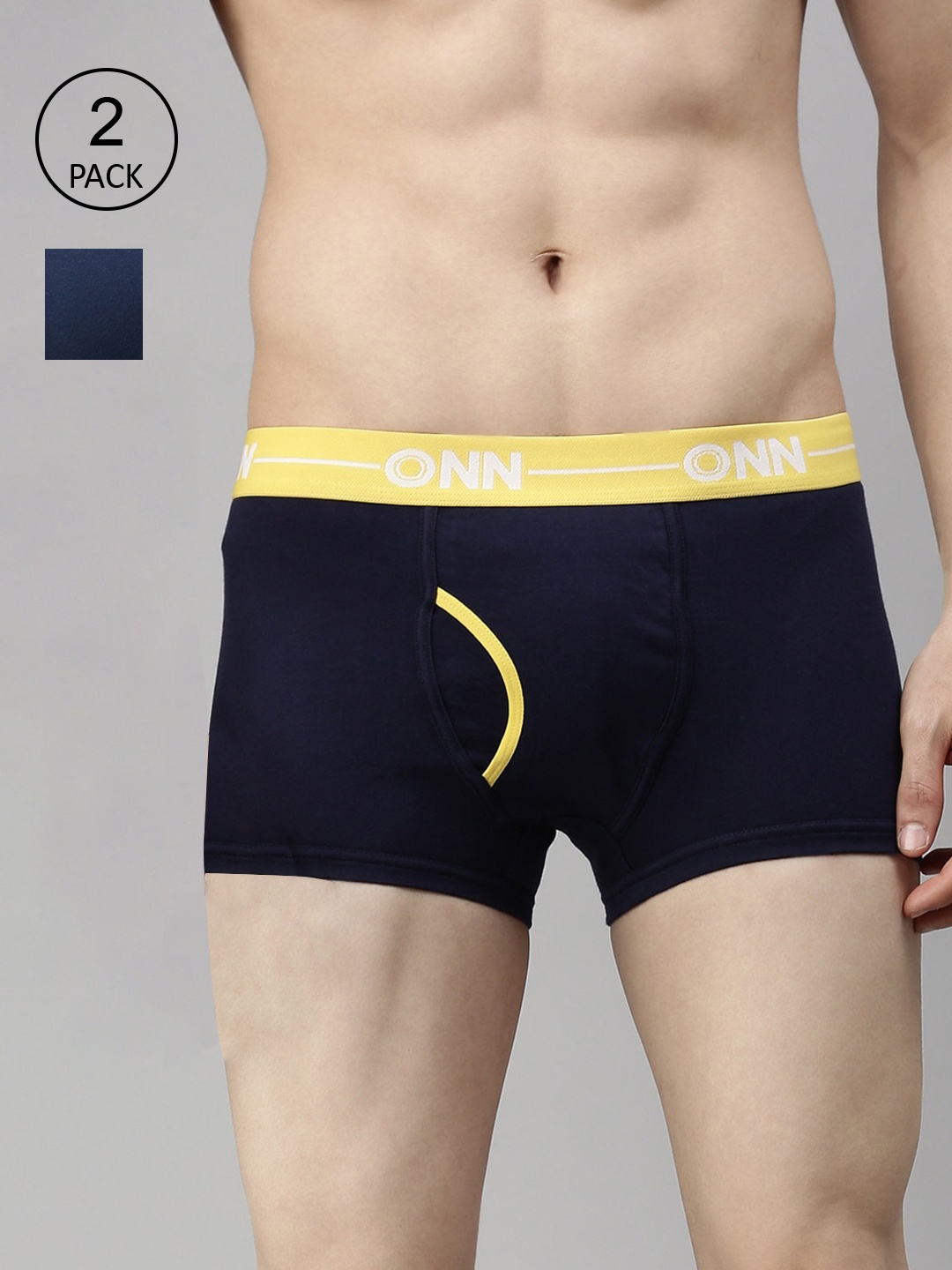 

ONN Men Pack of 2 Blue and Navy Blue Solid Trunks ONN_264_AFBLU_NB_2PC