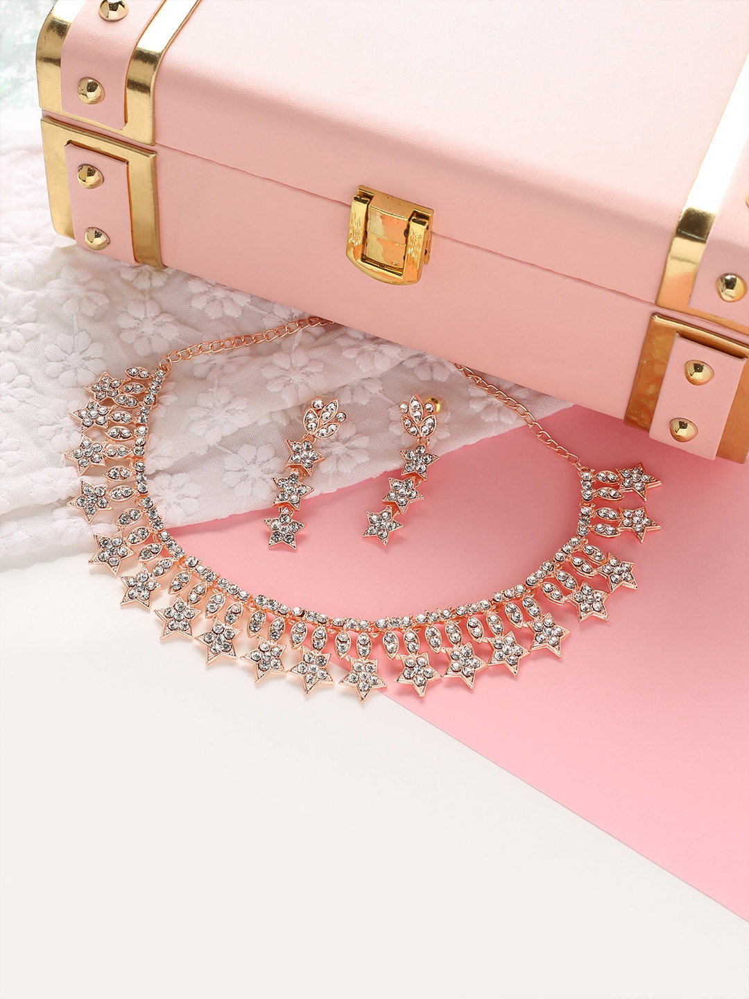 

MAD CLUB Rose Gold-Plated Floral Design Jewellery Set