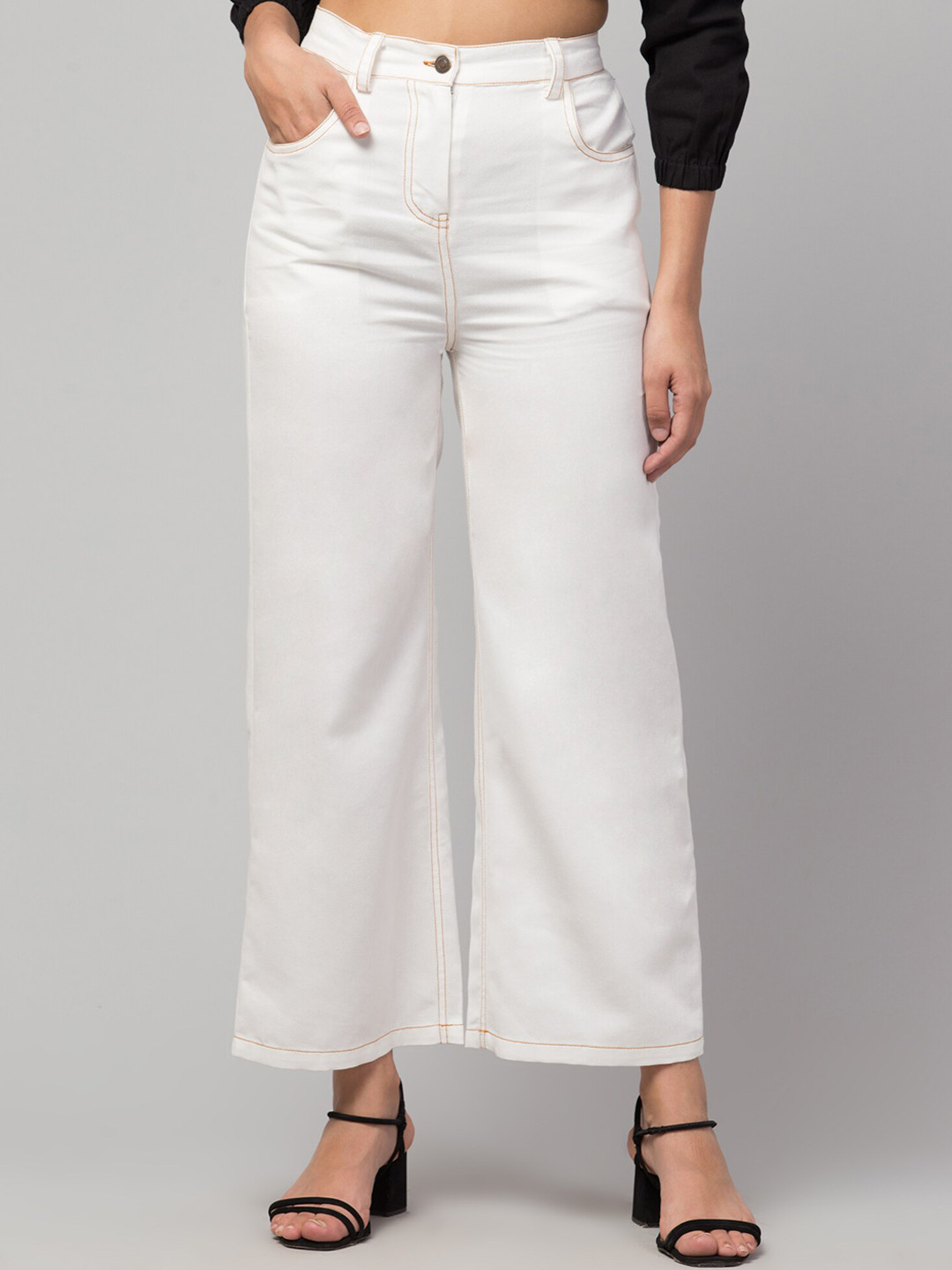 

Orchid Blues Women White Flared High-Rise Jeans