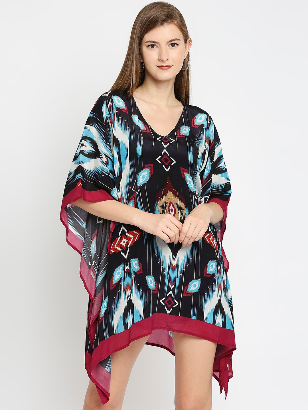 

Cloth Haus India Women Blue & Black Printed Short Kaftan