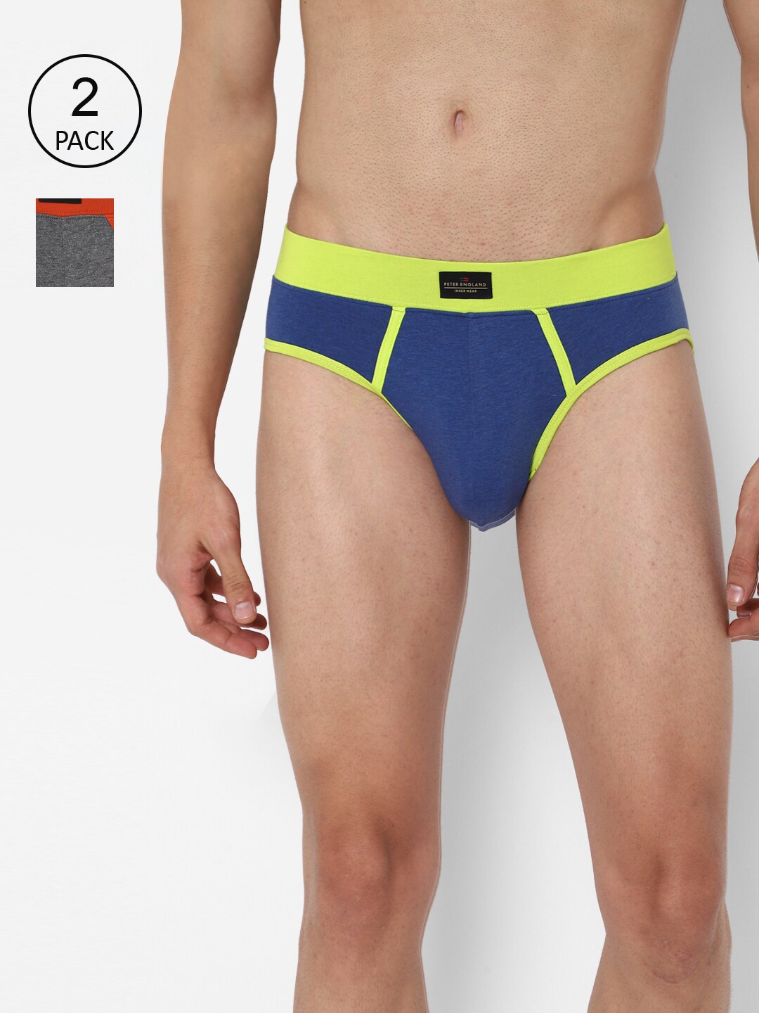 

Peter England Men Pack of 2 Blue & Grey Solid Briefs