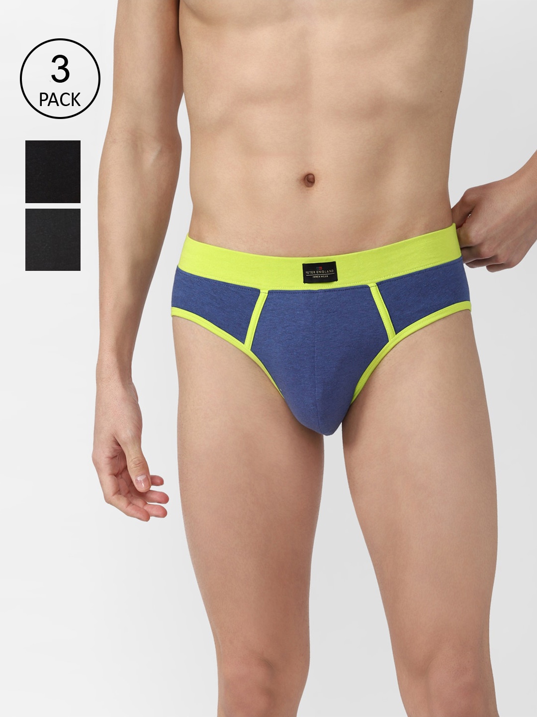 

Peter England Men Pack of 3 Solid Briefs PEBFMRGBX43340, Blue