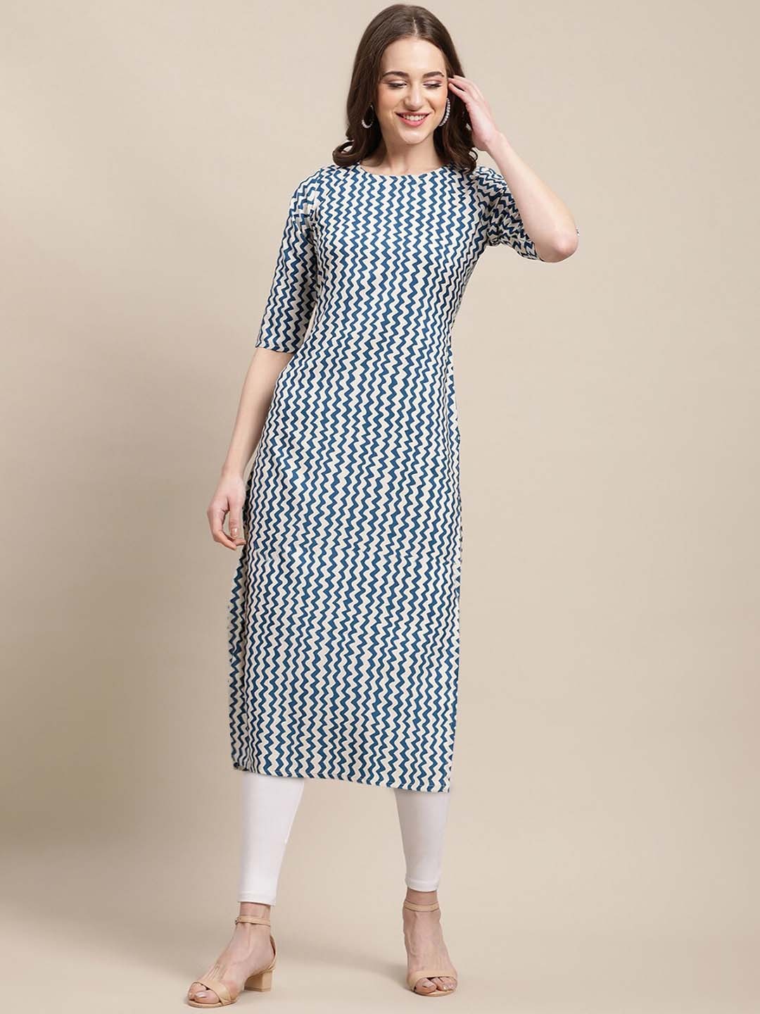 

7Threads Women Multicoloured Block Print Crepe Kurta, Multi