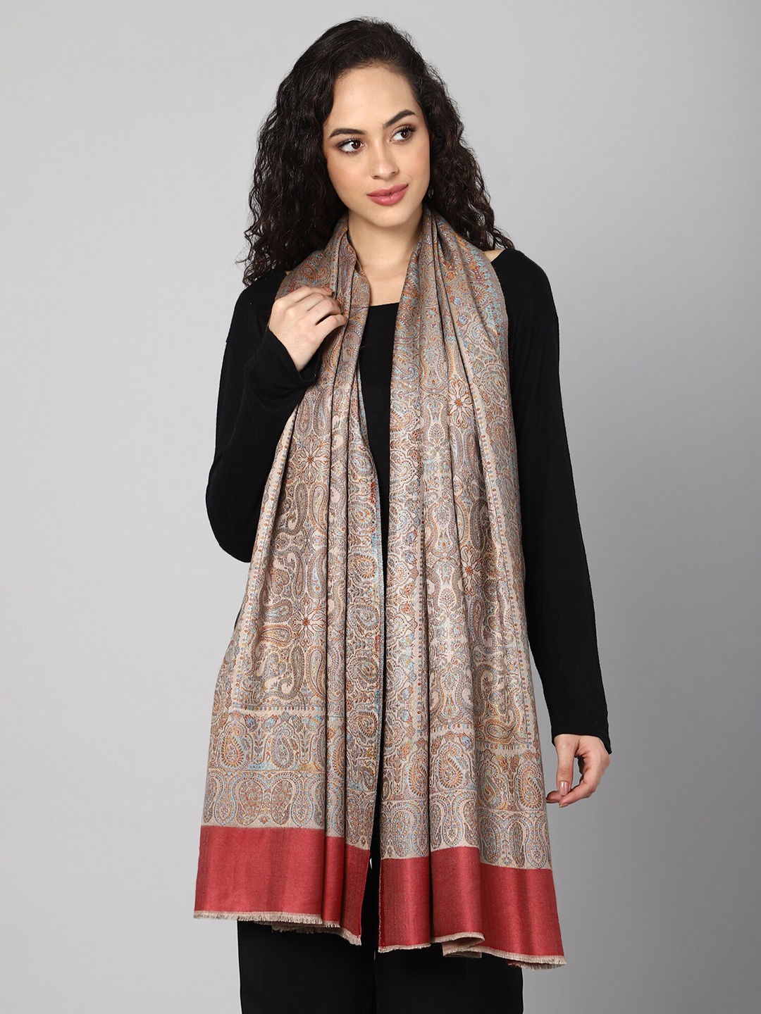 

Aditi Wasan Women Beige & Red Woven Design Stole