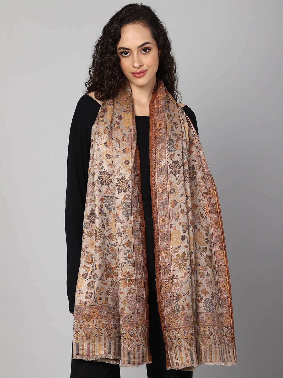 

Aditi Wasan Women Beige & Brown Woven Design Stole