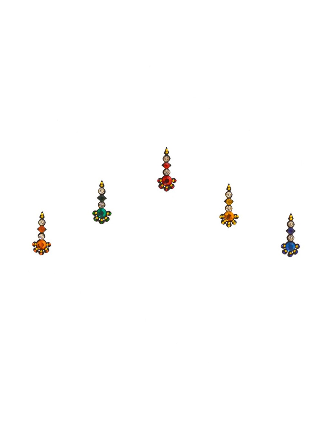 

Comet Busters 5 Pcs Embellished Reusable Designer Bindis - Multicoloured, Multi