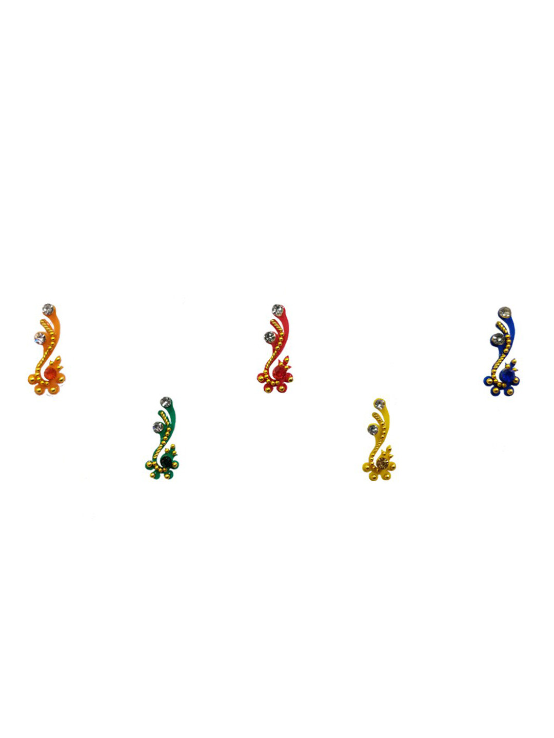 

Comet Busters 5 Pcs Embellished Reusable Designer Bindis - Multicoloured, Multi