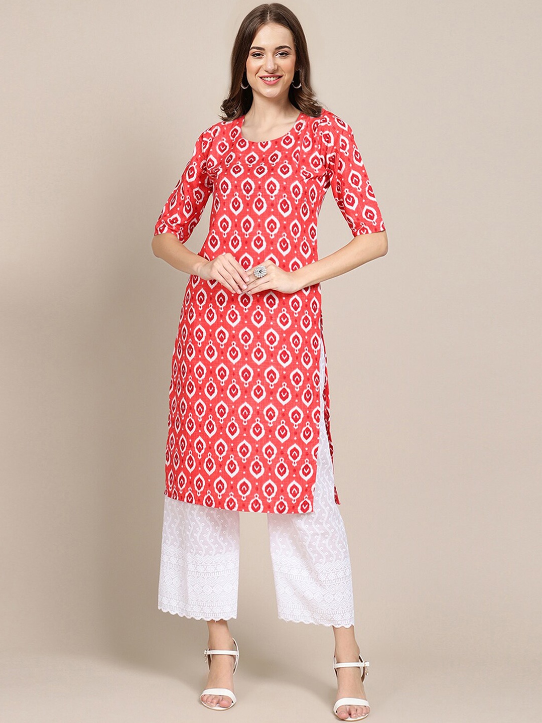

7Threads Women Multicoloured Geometric Printed Crepe Kurta, Multi