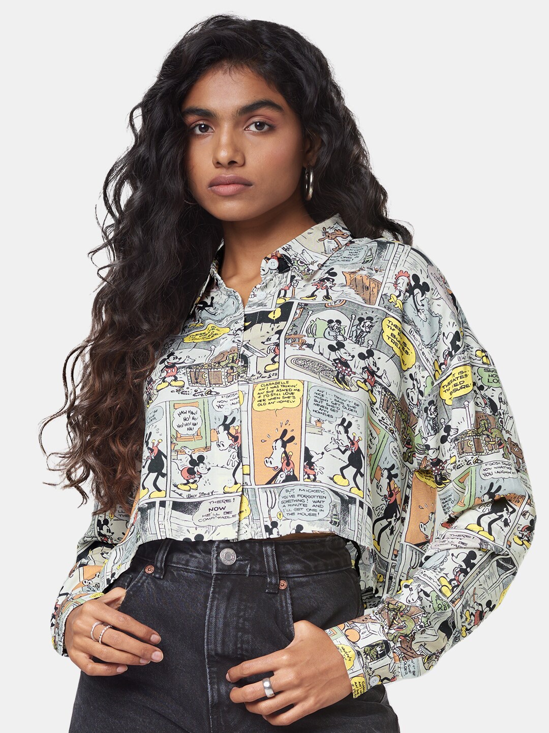 

The Souled Store Women Boxy Printed Casual Shirt, White