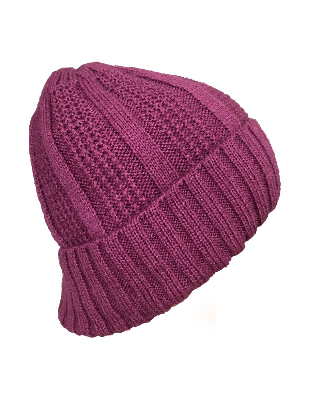 

Gajraj Unisex Pink & Black Pink Moss Knit Winter Woolen Beanie