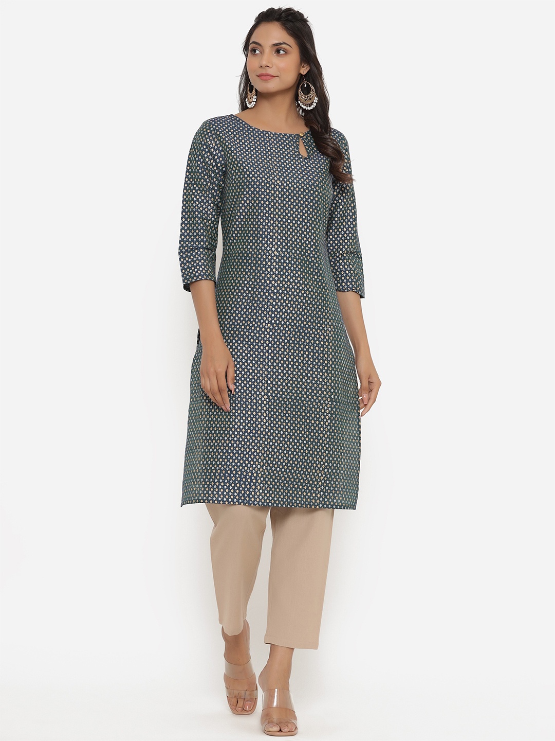 

Sutidora Women Green Printed Kurta