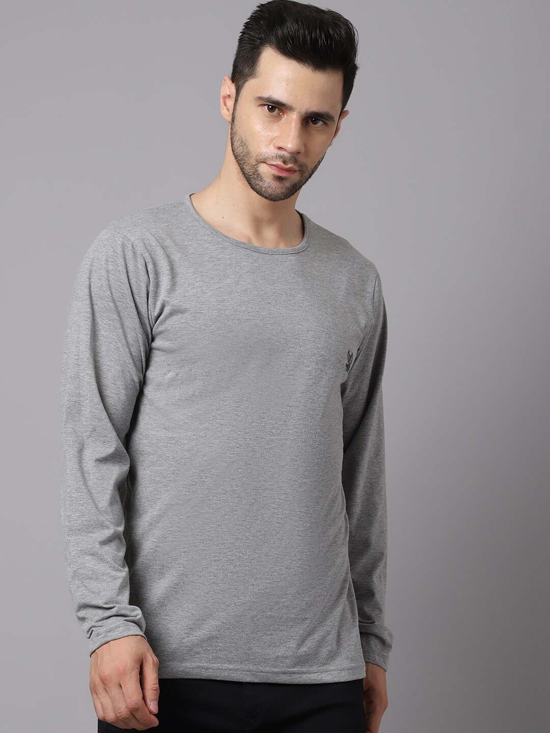 

MACK JONNEY Men Grey Melange T-shirt