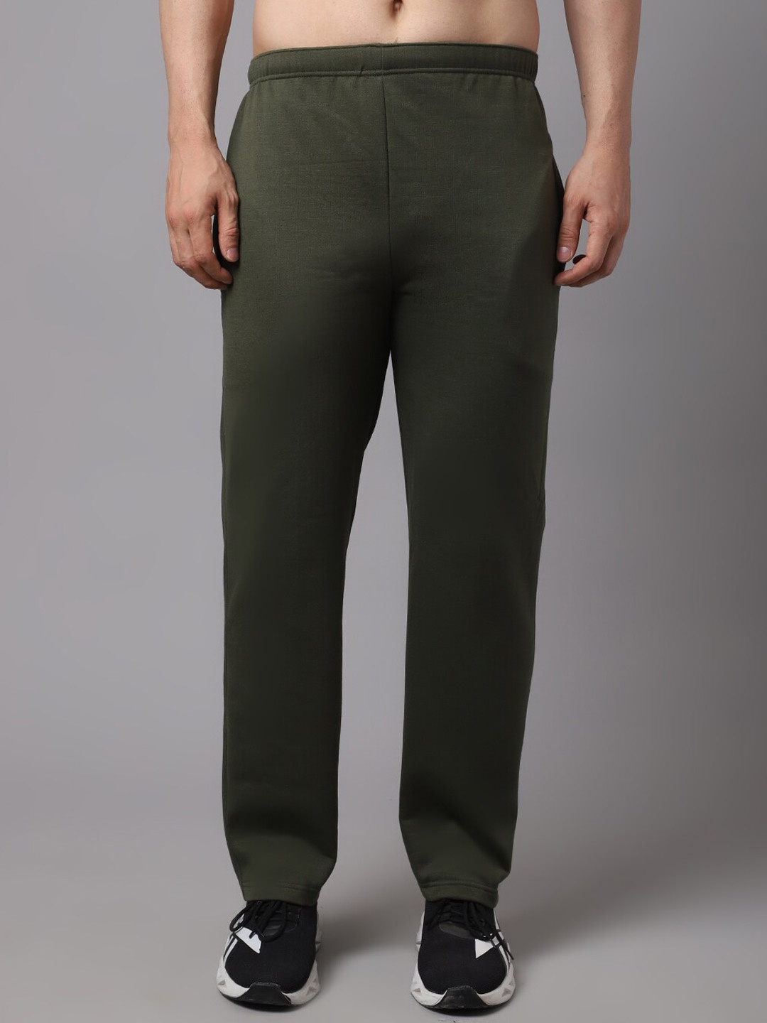 

VIMAL JONNEY Men Olive Green Solid Cotton Track Pants