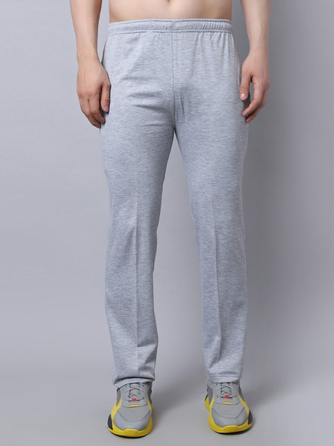 

MACK JONNEY Men Grey Melange Regular-Fit Track Pants