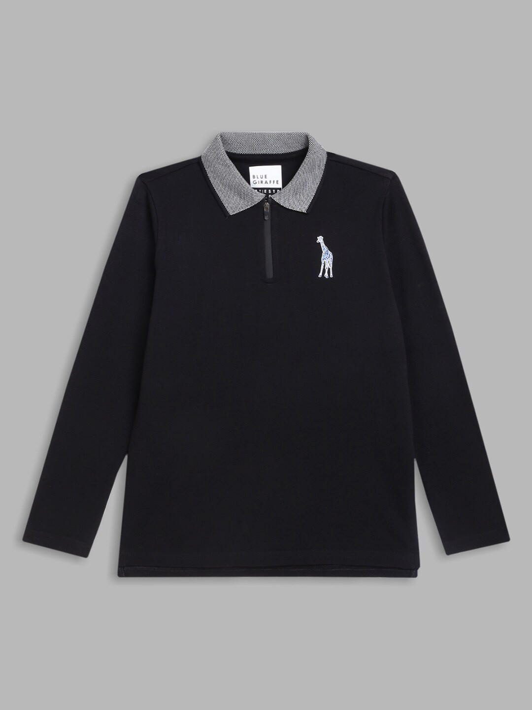 

Blue Giraffe Boys Black Polo Collar T-shirt