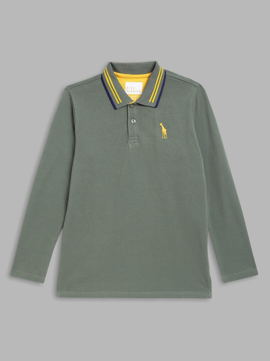 

Blue Giraffe Boys Olive Green Polo Collar T-shirt