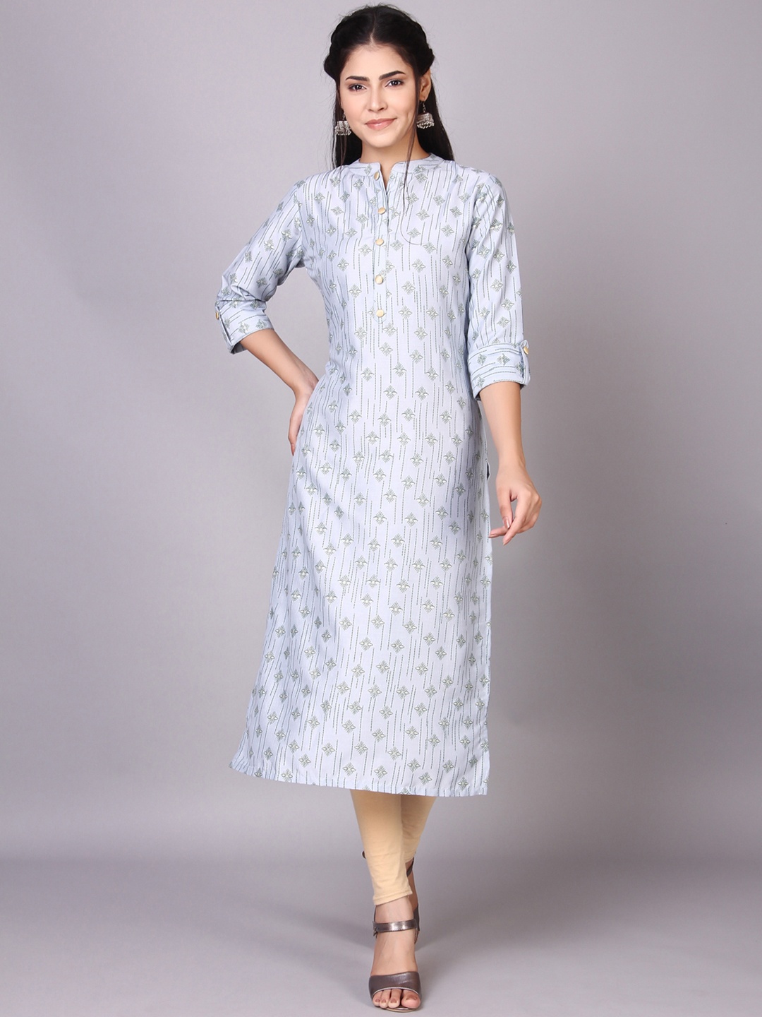 

V TRADITION Women Blue Geometric Printed Kurta