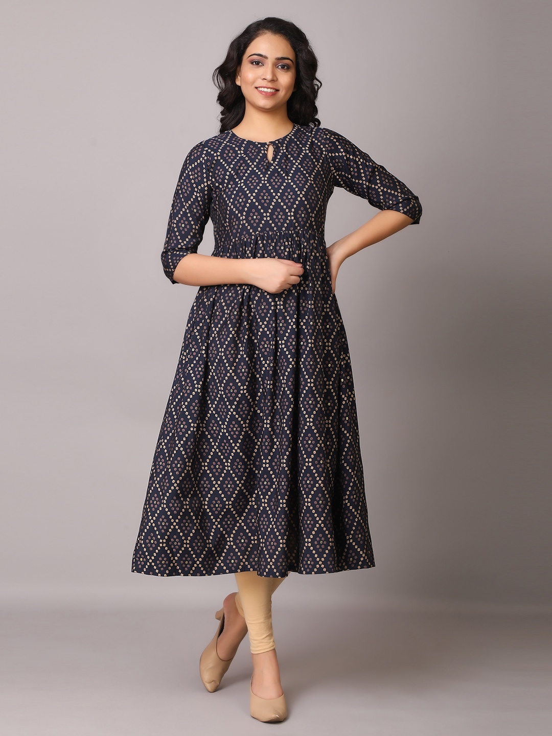 

V TRADITION Women Blue Geometric Printed Kurta