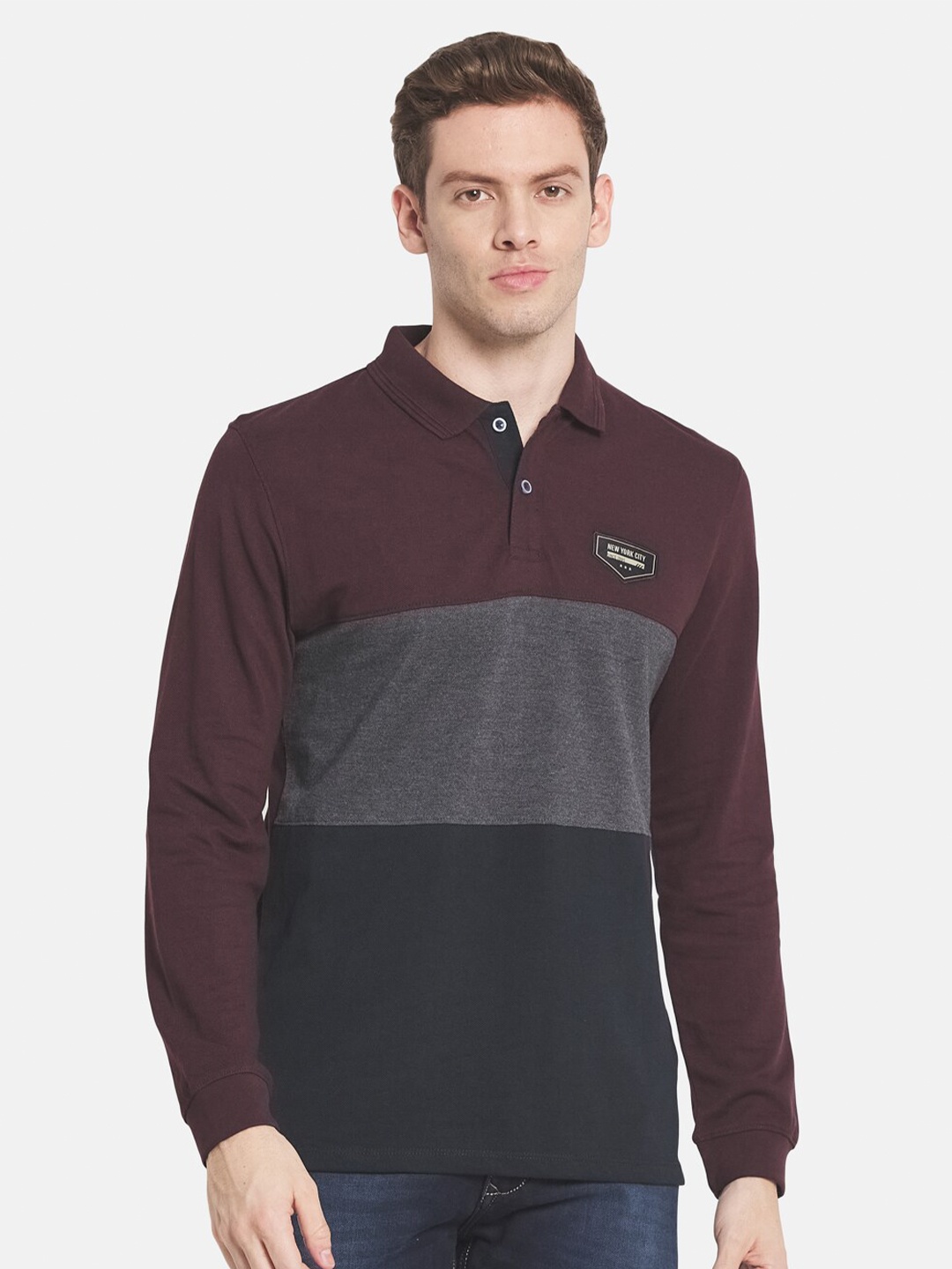 

METTLE Men Maroon Polo Collar T-shirt