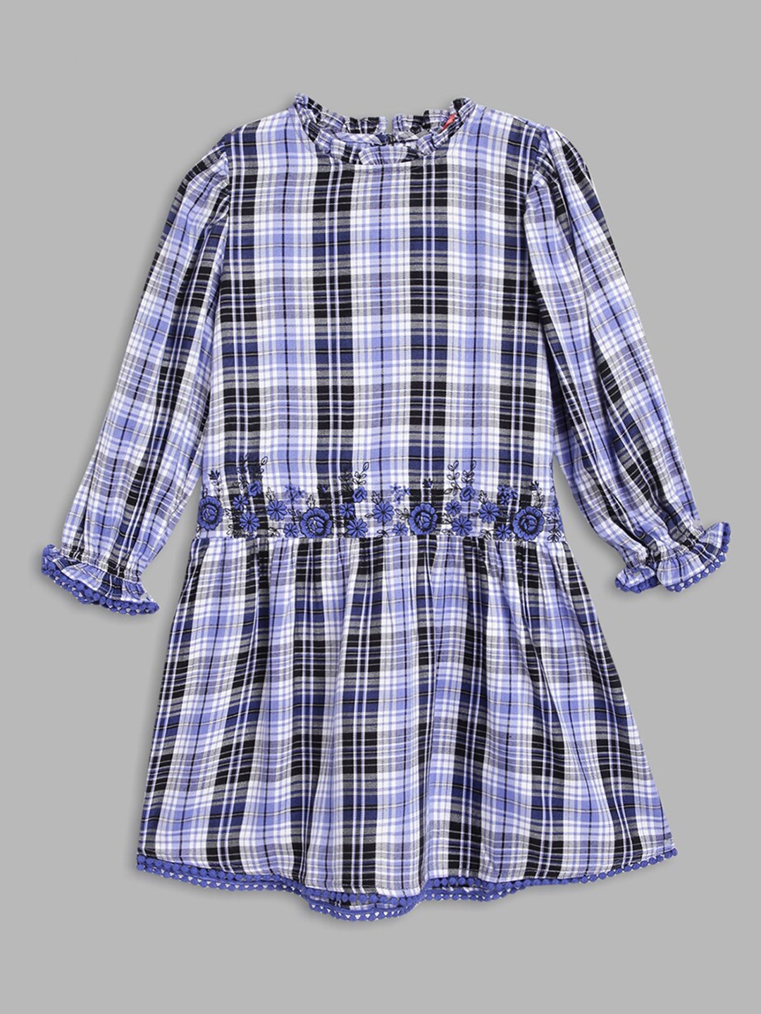 

Blue Giraffe Girls Blue & White Checked Dress