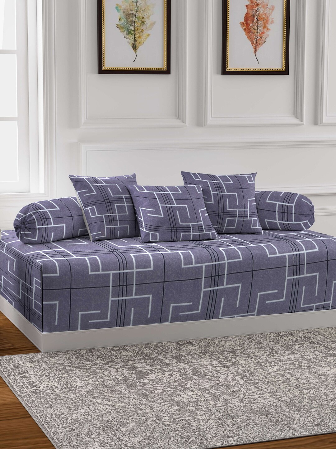 

Arrabi 6 Pieces Grey Geometric Diwan Set