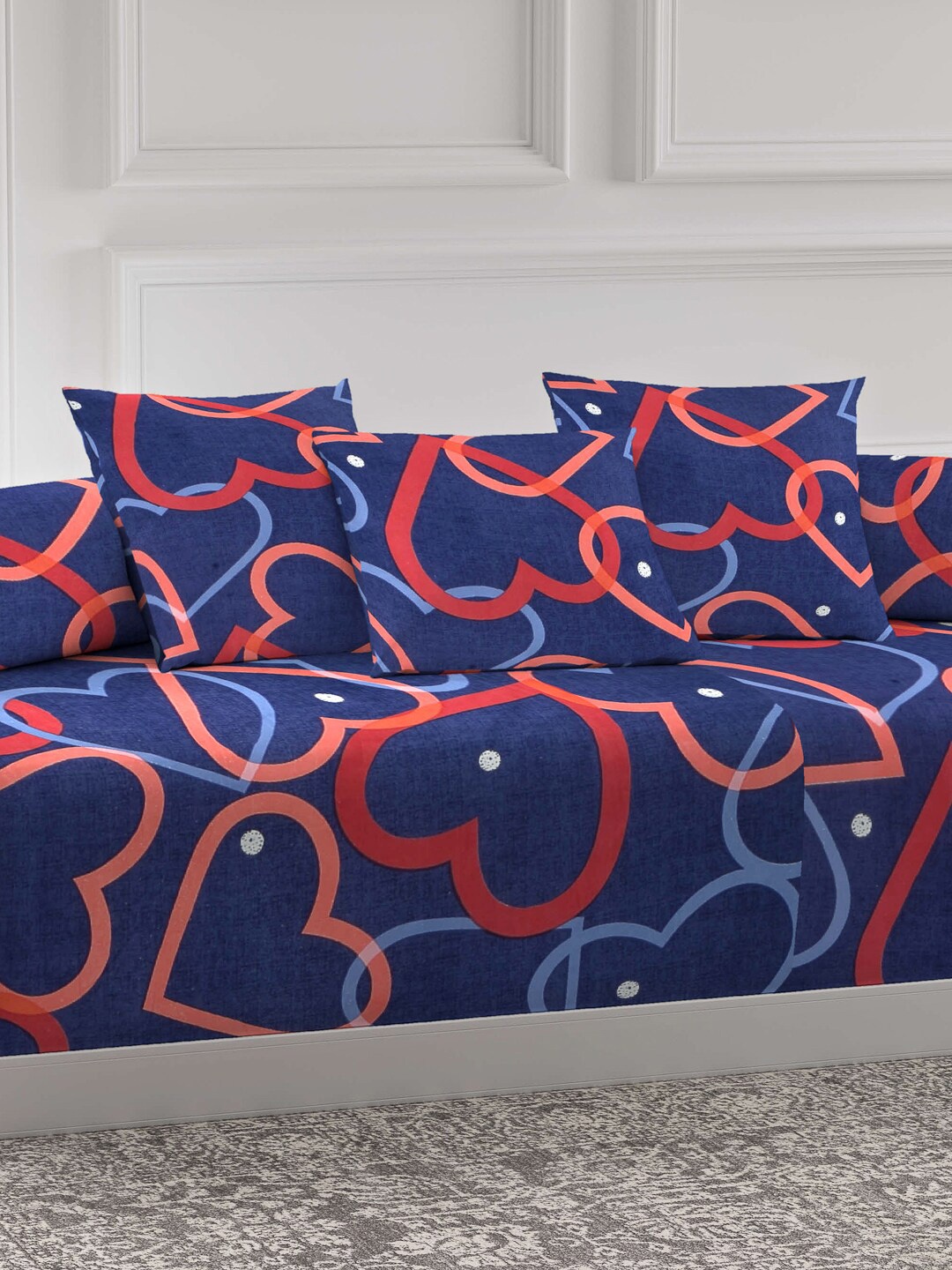 

Arrabi Set of 6 Printed Diwan Set, Blue