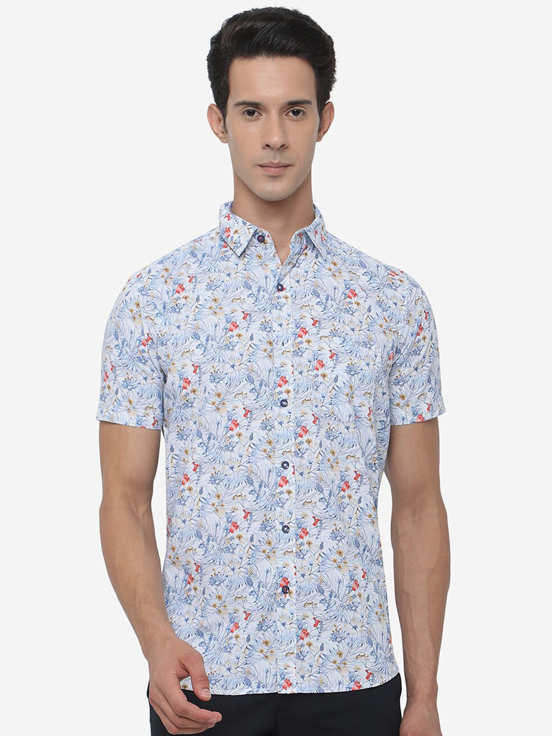 

JADE BLUE Men Slim Fit Floral Printed Cotton Casual Shirt