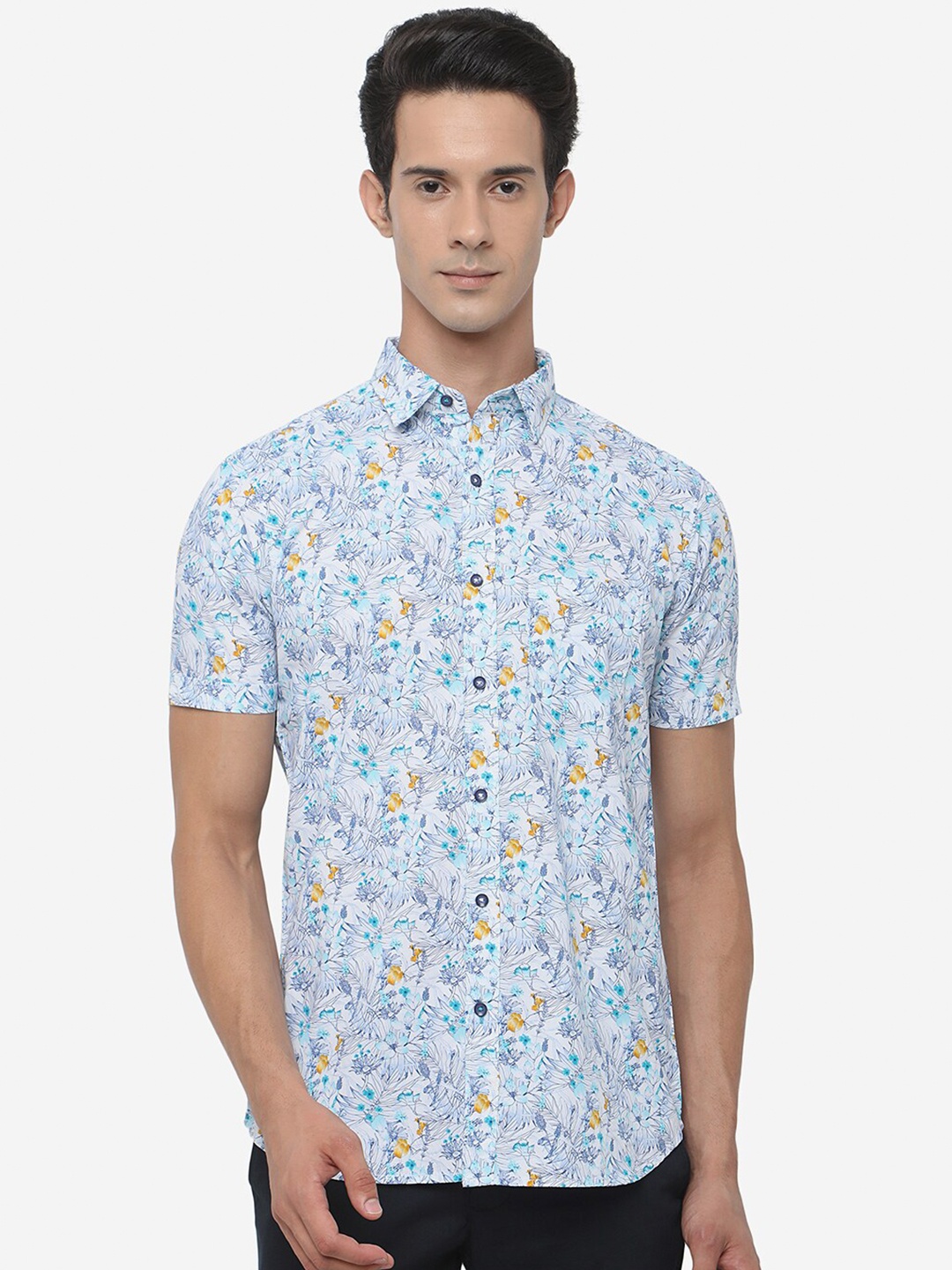 

JADE BLUE Men Slim Fit Floral Printed Cotton Casual Shirt, Purple