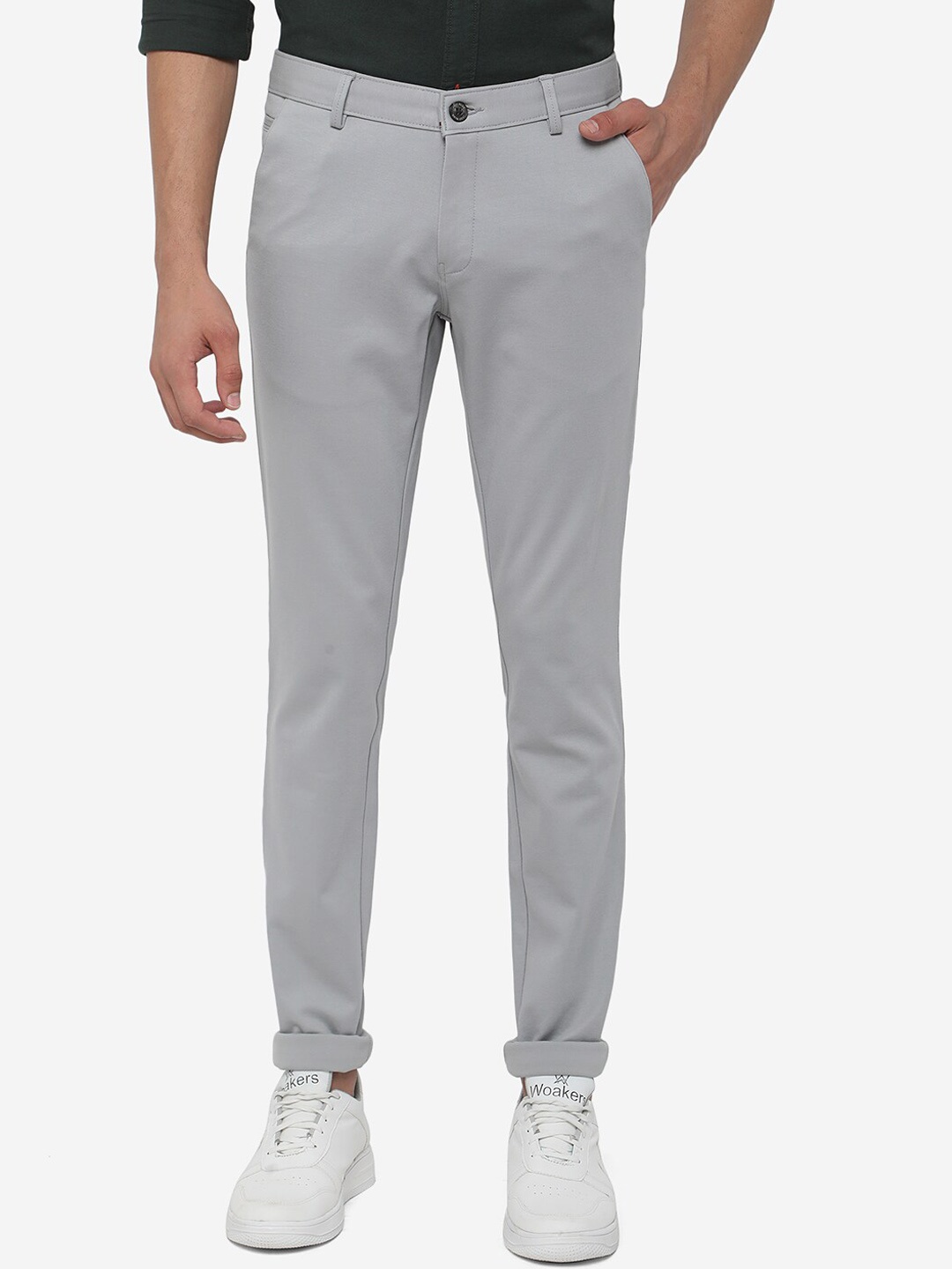 

JADE BLUE Men Grey Slim Fit Chinos Trousers