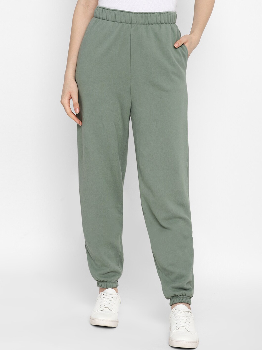 

AMERICAN EAGLE OUTFITTERS Women Sage Green Solid Track Pants