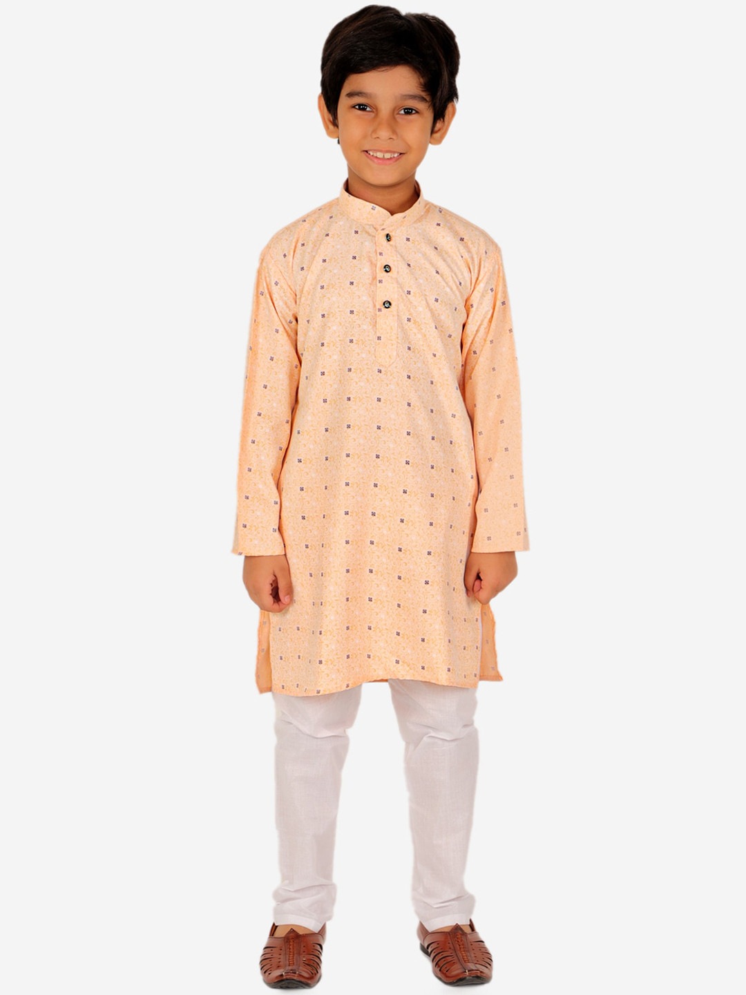 

Pro-Ethic STYLE DEVELOPER Boys Peach-Coloured Printed Kurta with Pyjamas