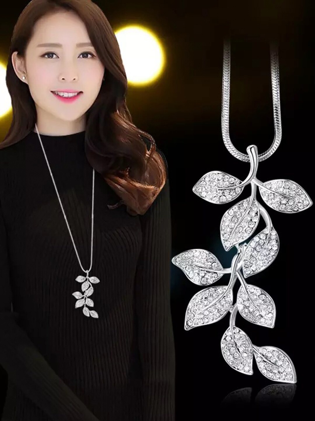 

Shining Diva Fashion Women Silver-Plated Necklace