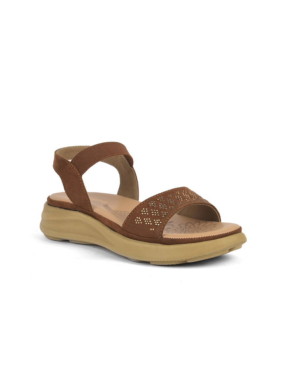 

Liberty Women Brown Embellished Open Toe Flats