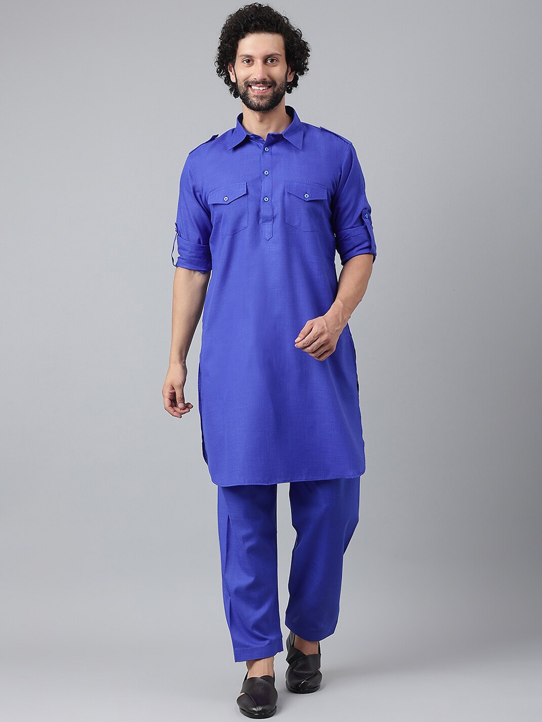 

hangup trend Men Blue Pure Cotton Kurta with Patiala