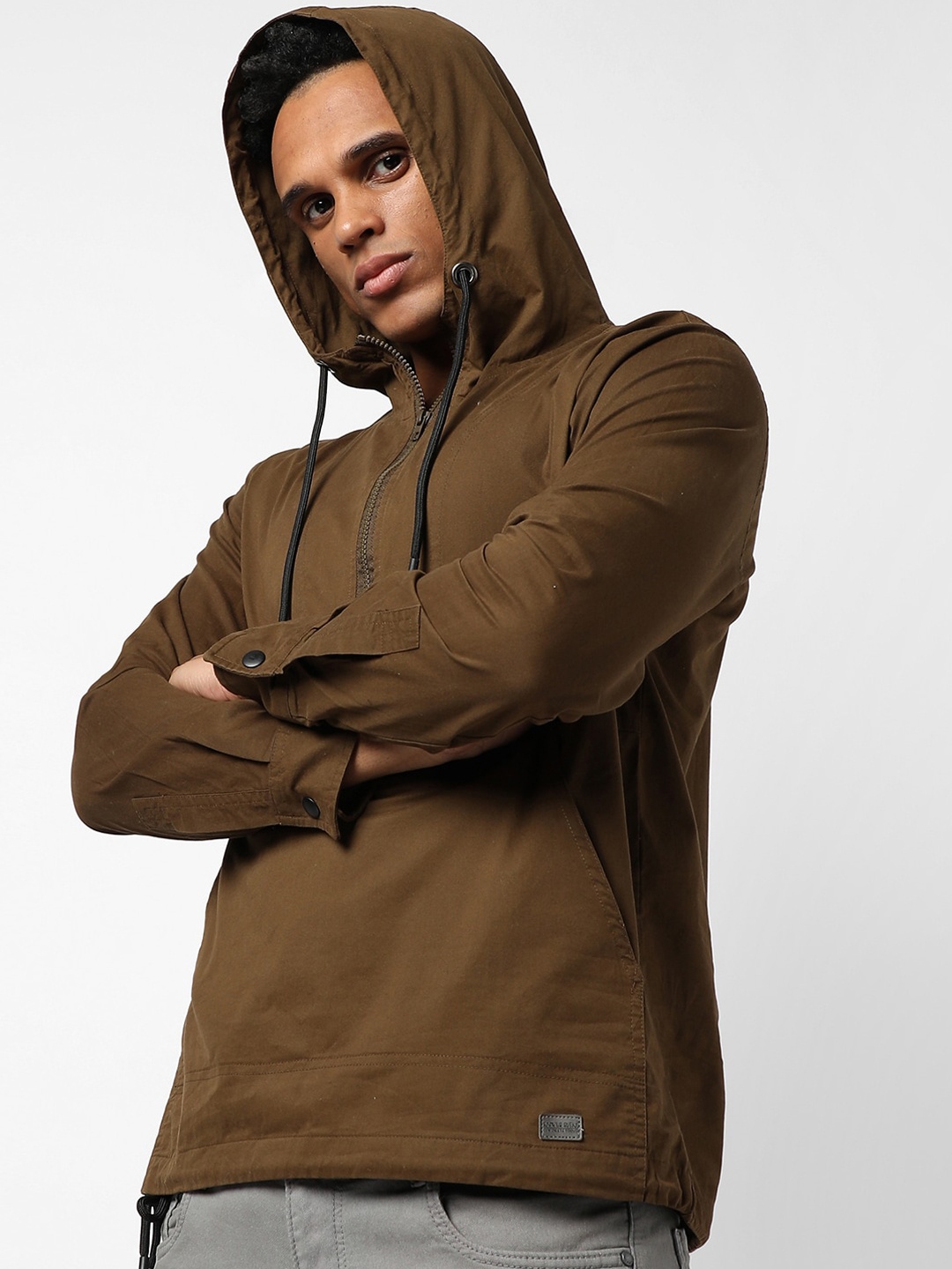 

Campus Sutra Men Olive Green Windcheater Outdoor Sporty Jacket