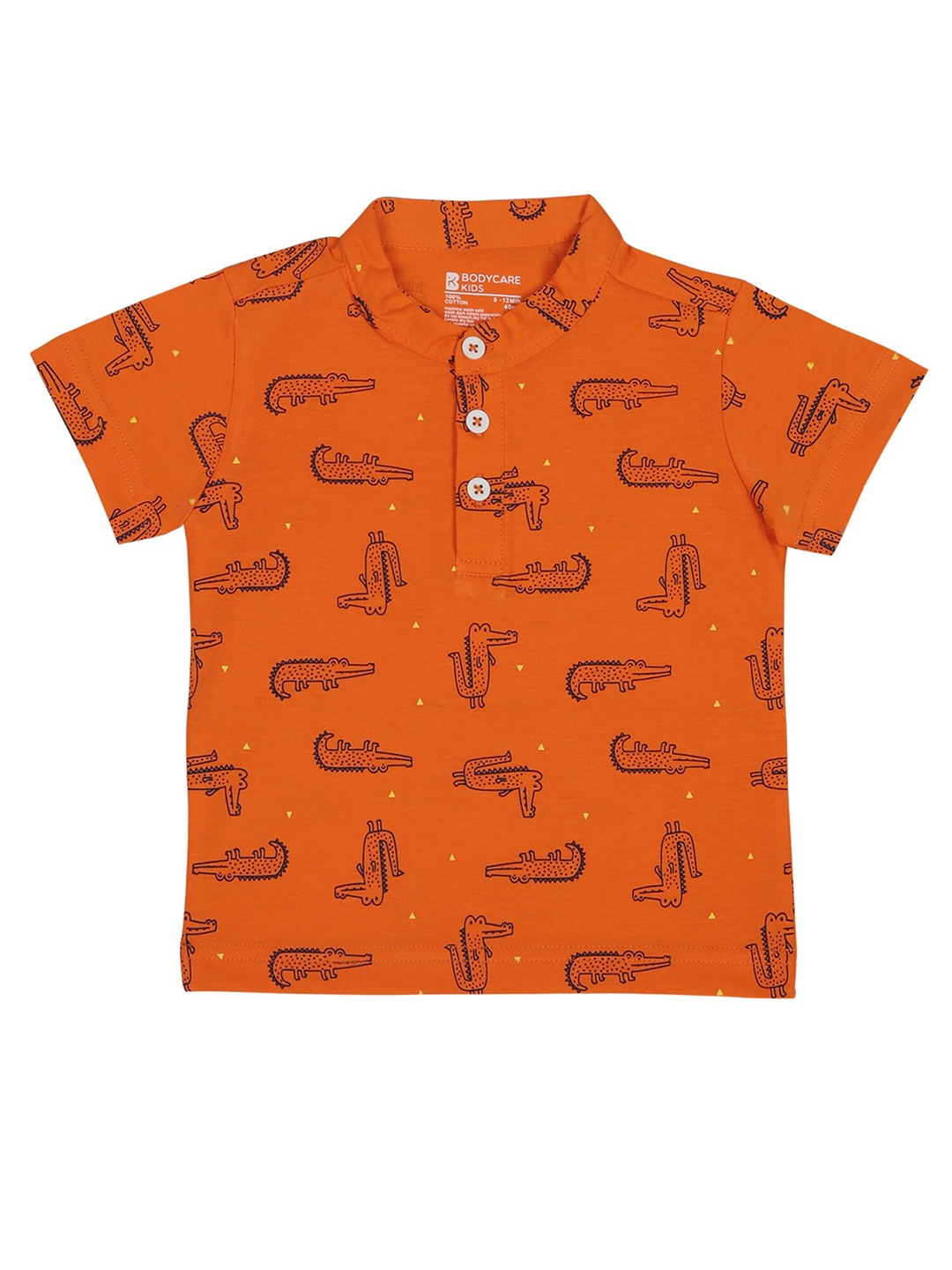 

Bodycare Kids Boys Orange Printed Polo Collar Cotton T-shirt