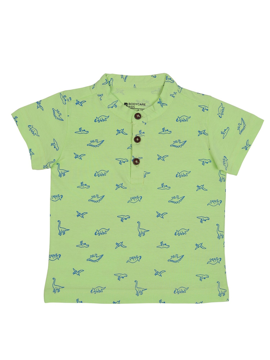 

Bodycare Kids Boys Green Printed Conversational Polo Collar Short Sleeves T-shirt