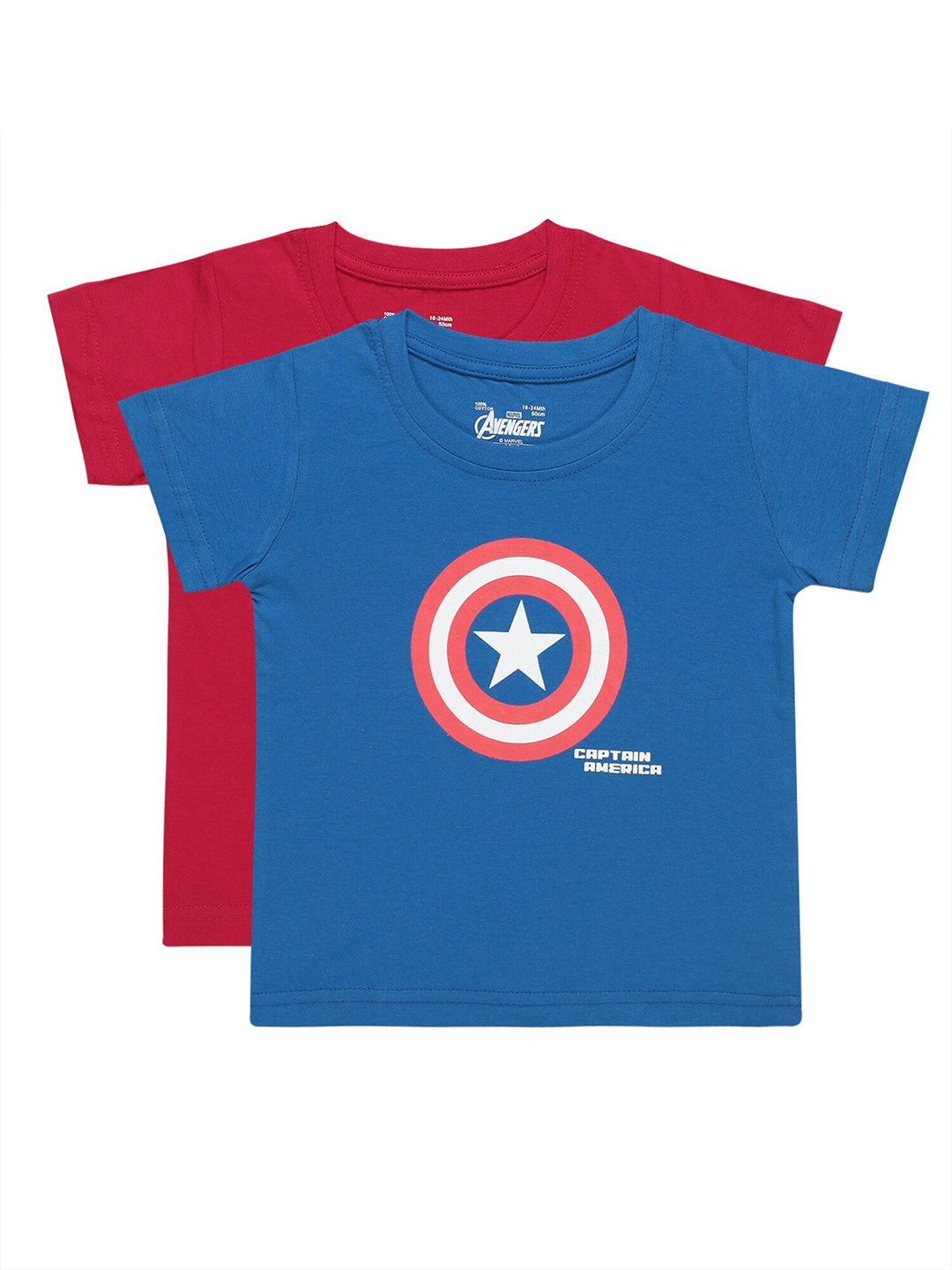 

Bodycare Kids Boys Pack Of 2 Red & Blue Avengers Printed Graphic T-shirts