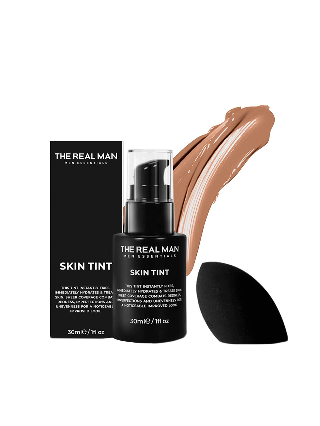 

THE REAL MAN Men Skin Tint with Blending Sponge 30ml - Tan 04, Beige