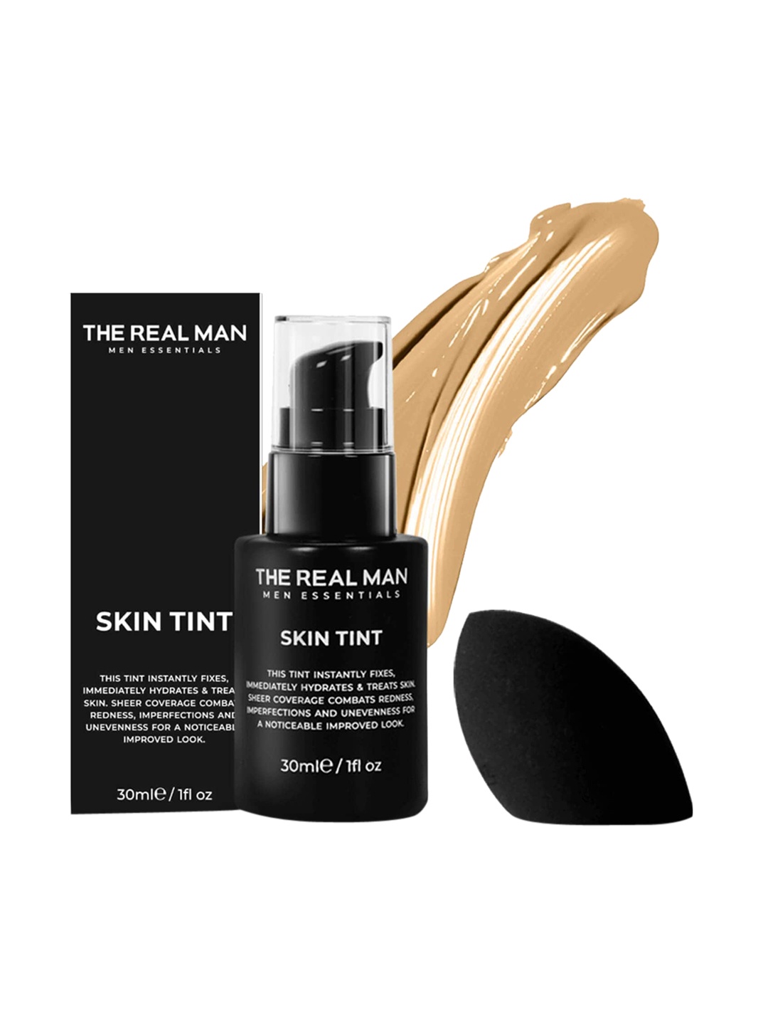 

THE REAL MAN Men Skin Tint with Blending Sponge 30ml - Light 01, Beige