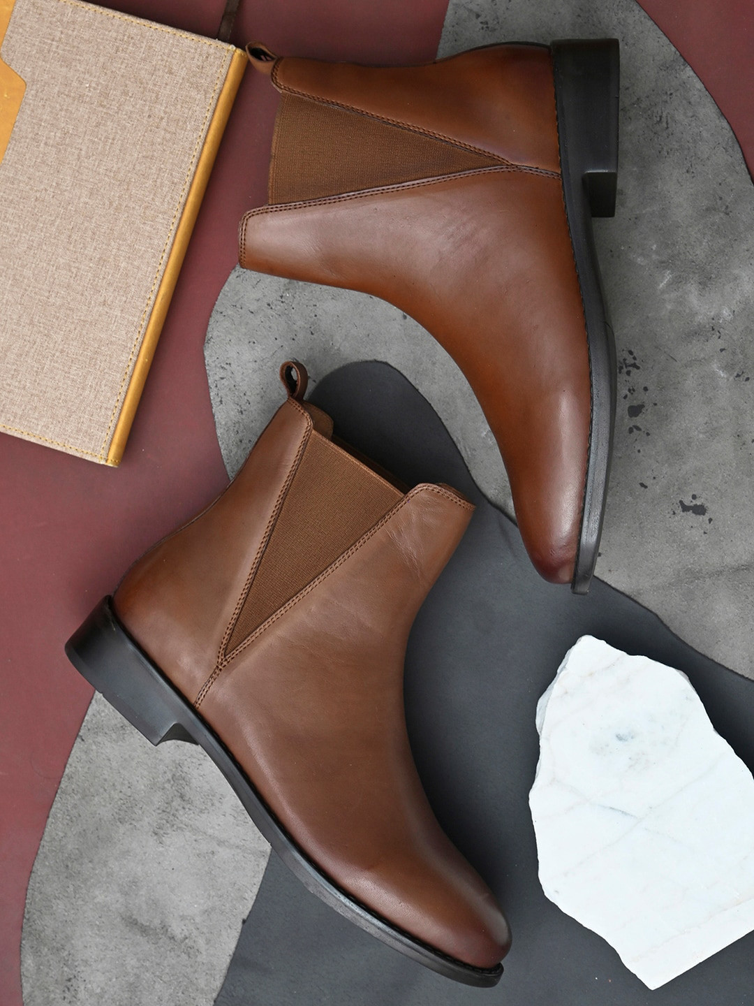

DressBerry Women Tan Leather Chelsea Boot
