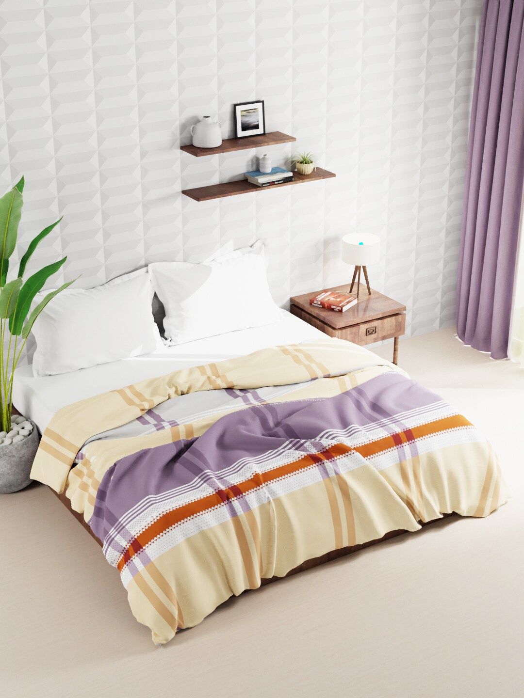 

BIANCA Grey & White Striped AC Room Double Bed Quilt