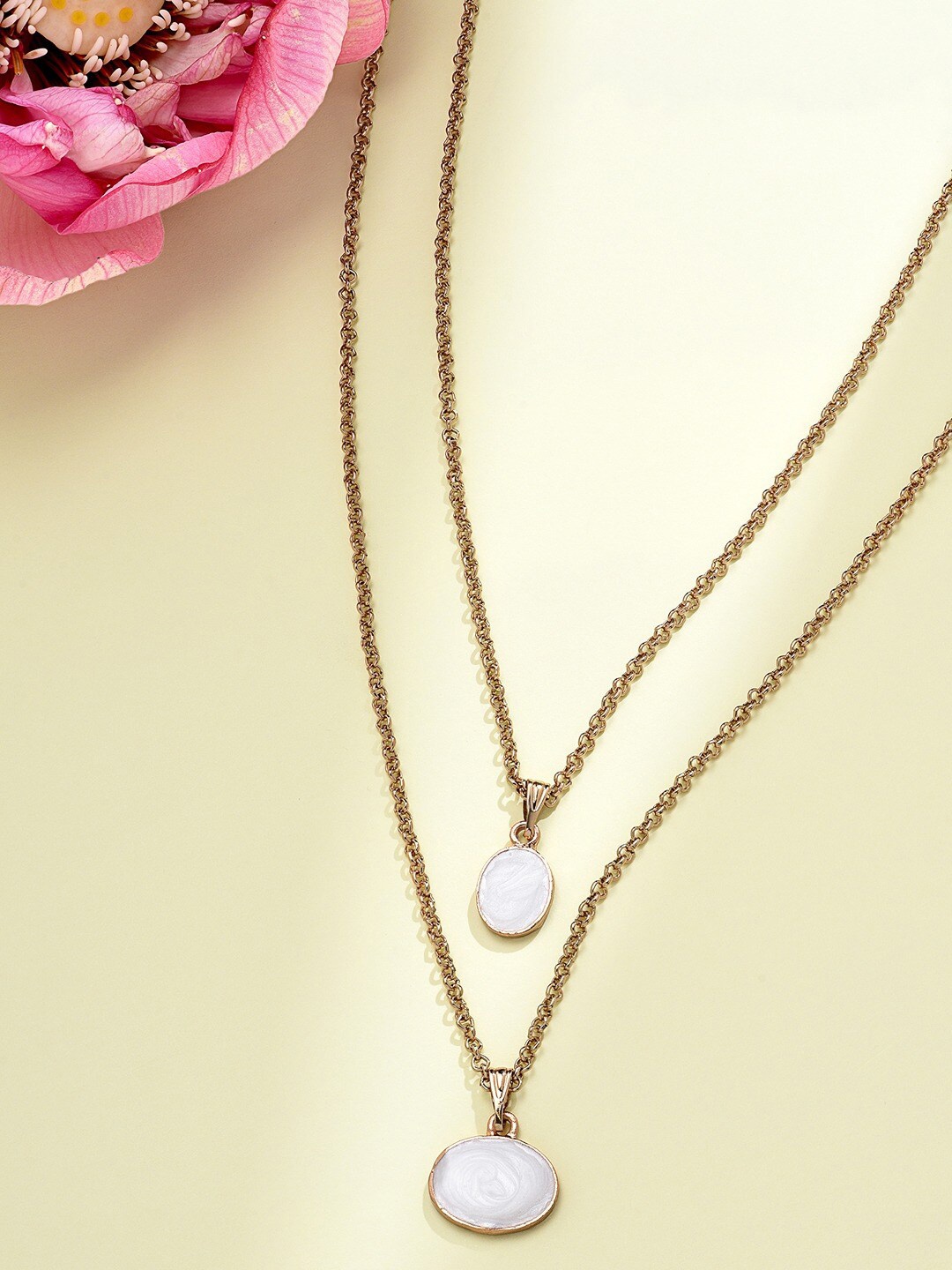 

AMI Women Gold-Toned & White Gold-Plated Enamelled Chain