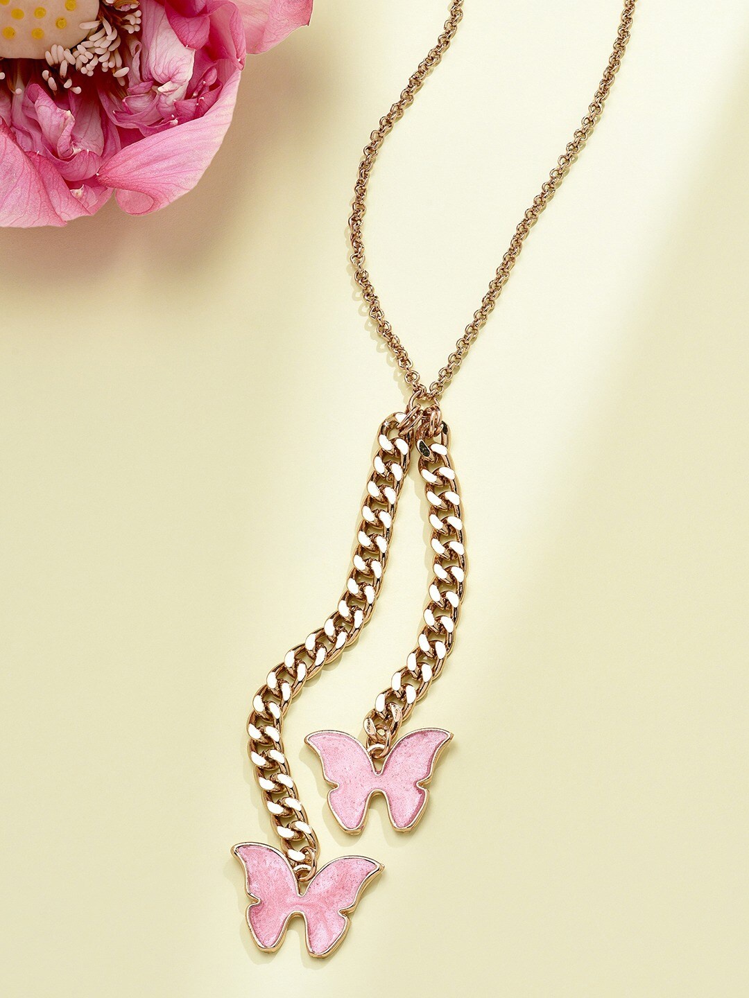 

AMI Gold-Toned & Pink Gold-Plated Enamelled Chain