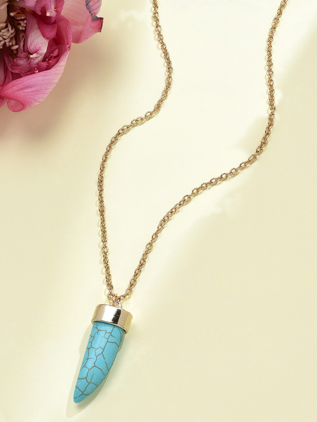 

AMI Gold-Toned & Turquoise Blue Gold-Plated Chain