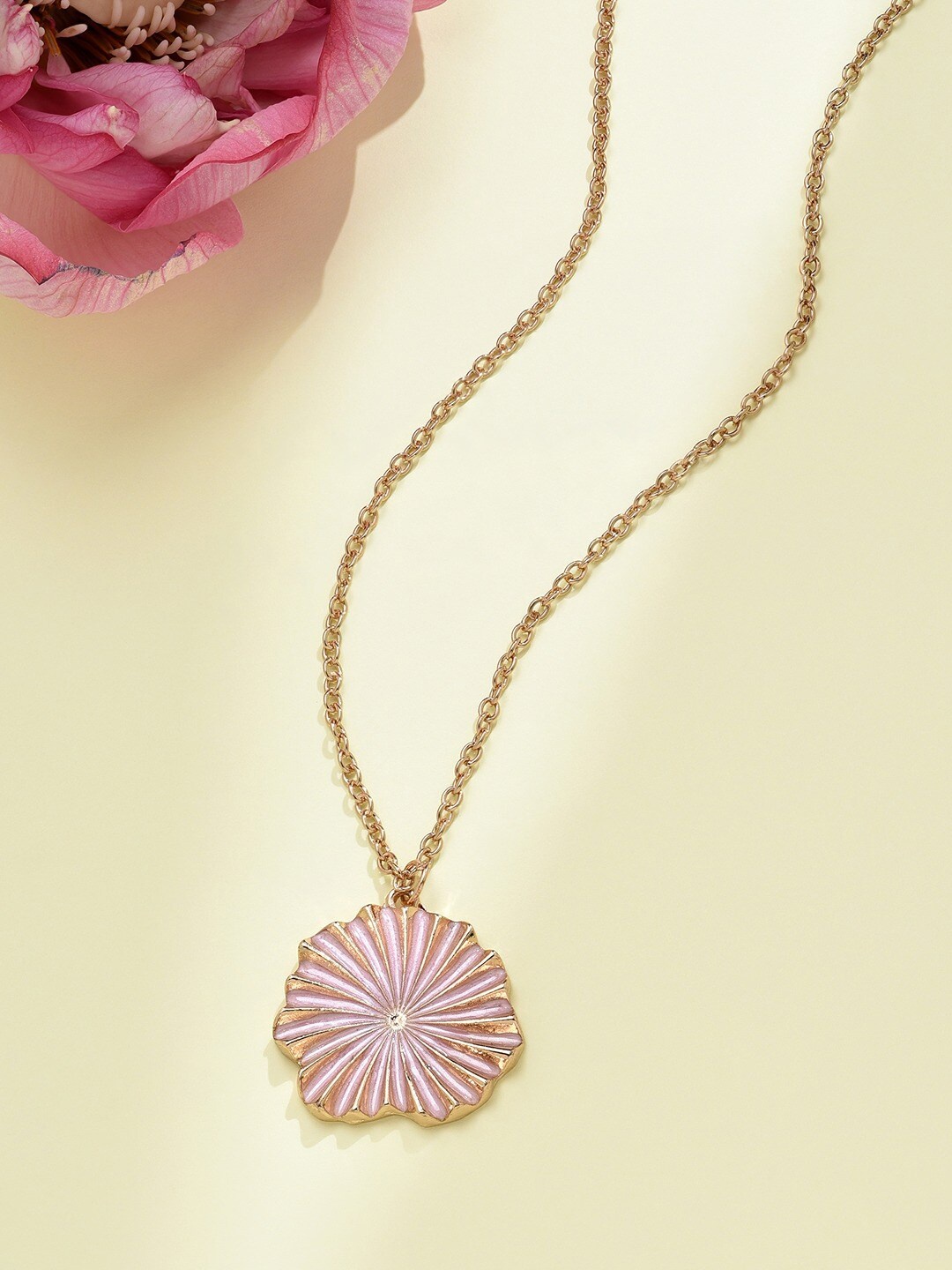 

AMI Women Gold Toned And Pink Gold Plated Enamelled Chain