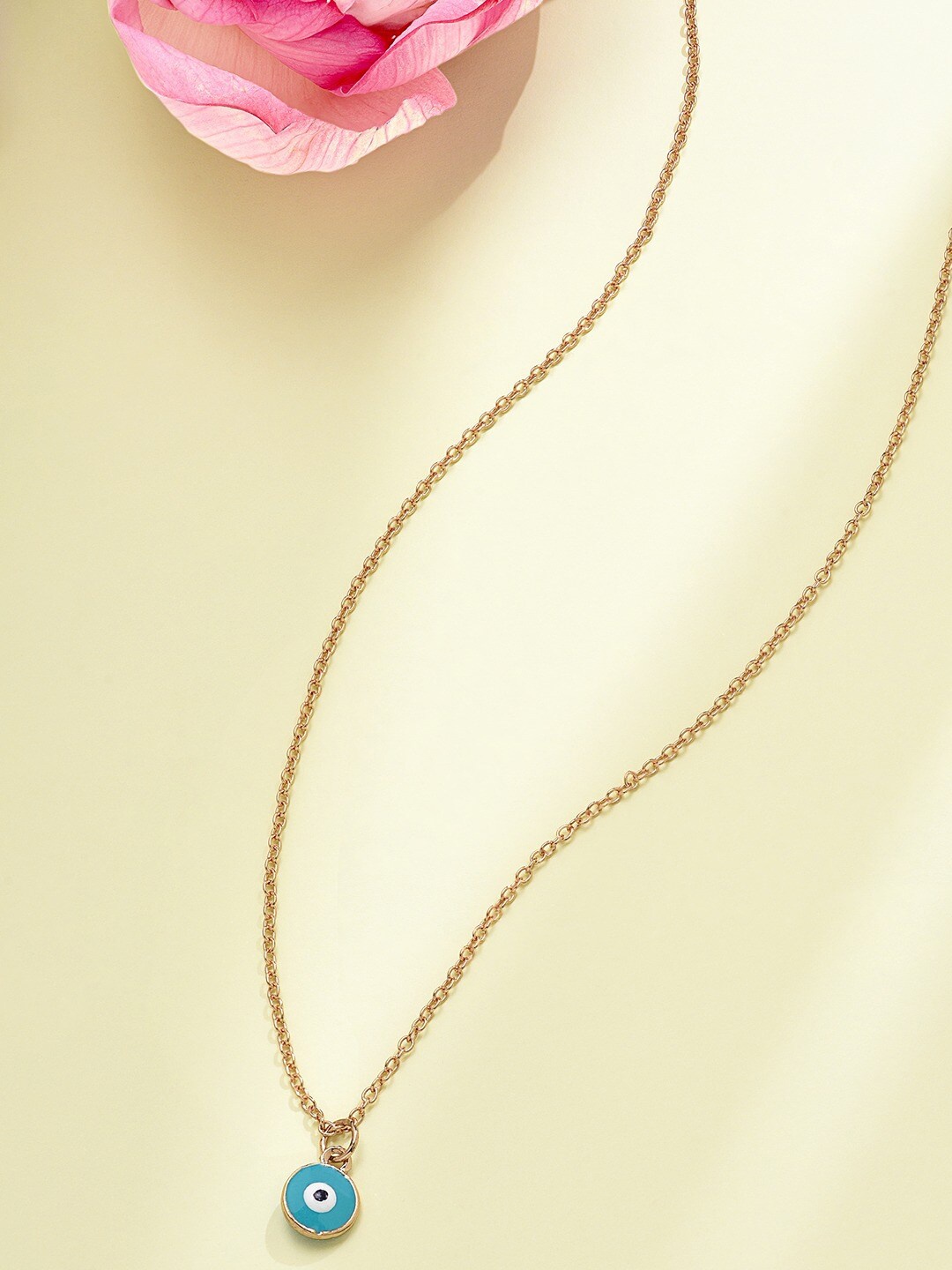 

AMI Women Gold-Toned & Turquoise Blue Gold-Plated Enamelled Chain